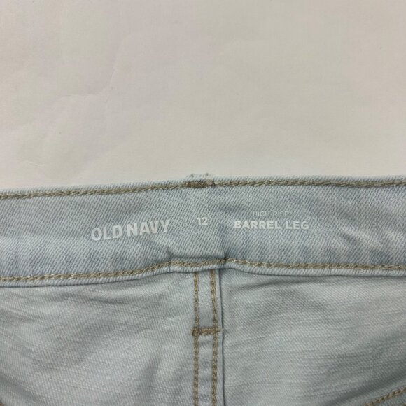 Old Navy Acid Wash High Rise Barrel Leg Jeans 12 - Picture 3 of 6